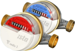 Výmena vodomerov - Dvojica rádiových vodomerov ista (damaqua) na diaľkový odpočet spotreby vody.
